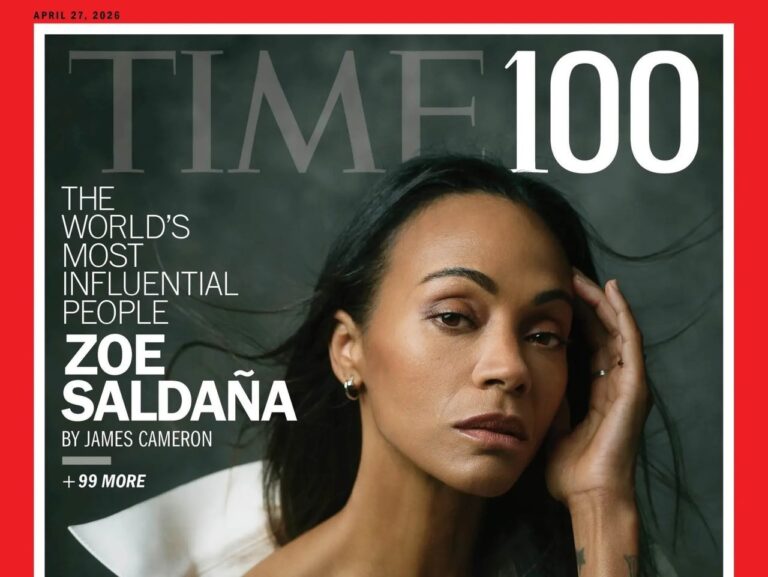 Zoe Saldaña, destacada entre las 100 personas más influyentes de 2026 de la revista Time