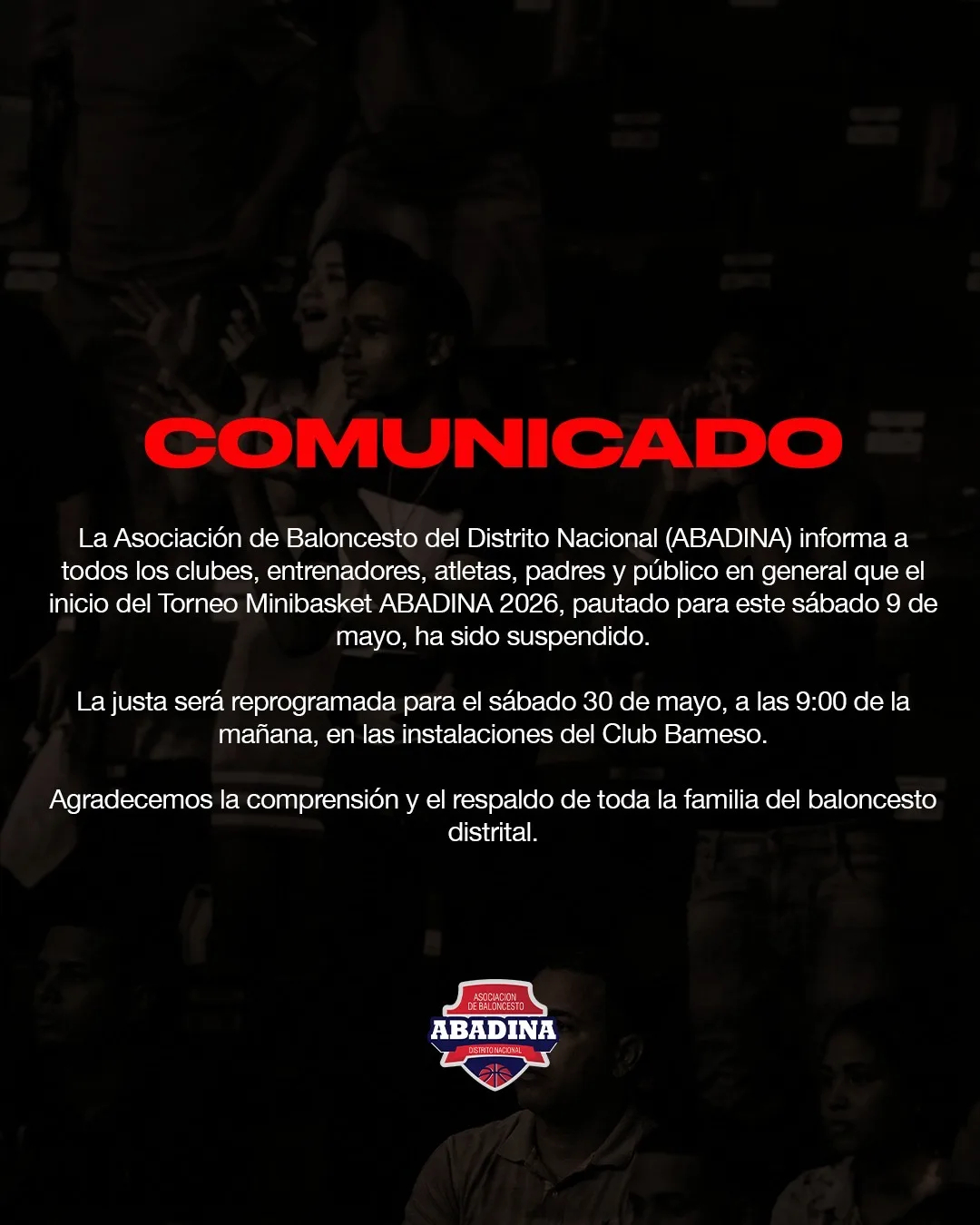 Abadina reprograma torneo Minibasket 2026